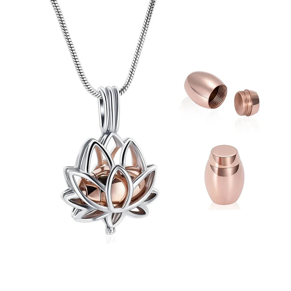 Lotysa™ Ashanger Lotus – Gedenksieraad in Zilver, Zwart en Goud Silverleven