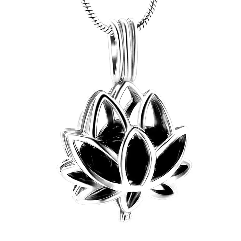 Lotysa™ Ashanger Lotus – Gedenksieraad in Zilver, Zwart en Goud Silverleven