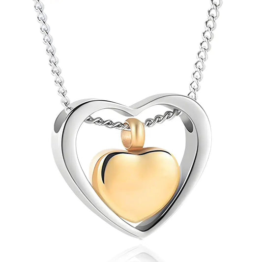 Hartum™ Ashanger Dubbel Hart – Gedenksieraad in Zilver, Goud en Zwart Silverleven