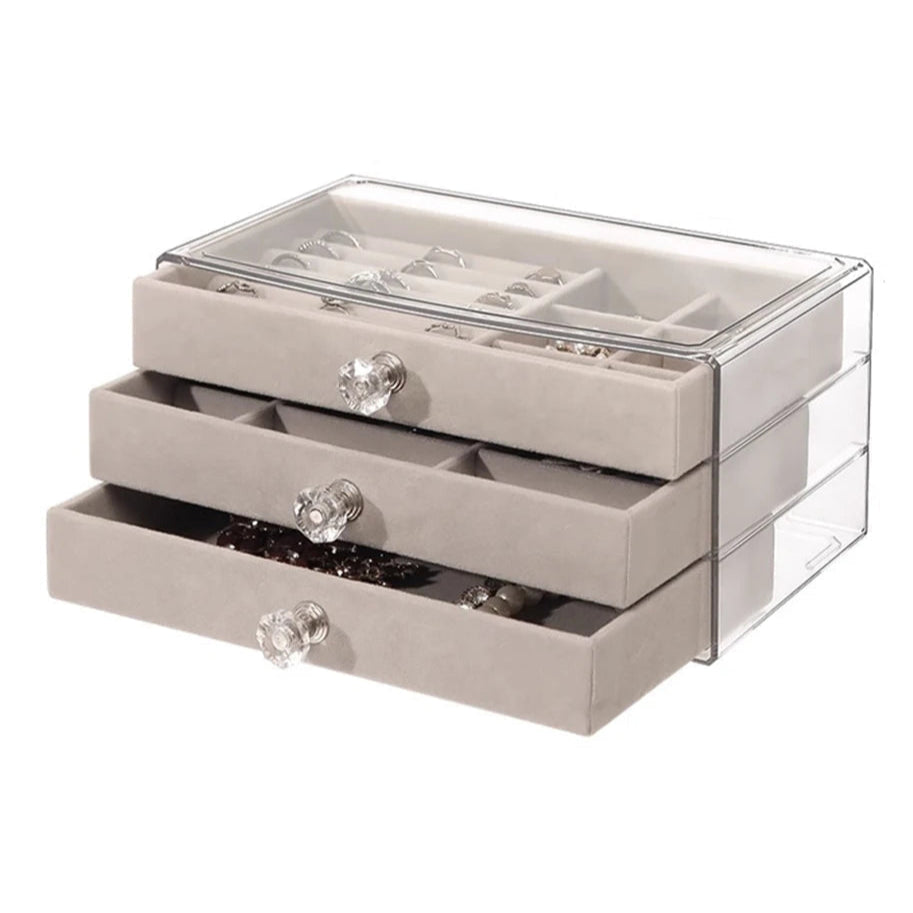 Luxury Jewelry Box with Velvet – 3 Drawers for Rings, Necklaces, Bracelets and Earrings