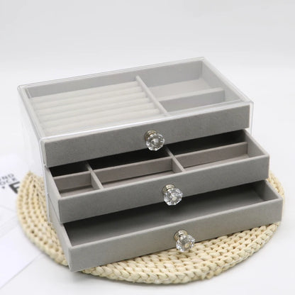 Luxury Jewelry Box with Velvet – 3 Drawers for Rings, Necklaces, Bracelets and Earrings