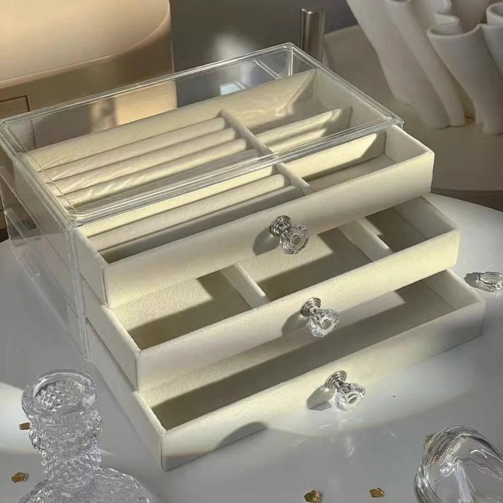 Luxury Jewelry Box with Velvet – 3 Drawers for Rings, Necklaces, Bracelets and Earrings