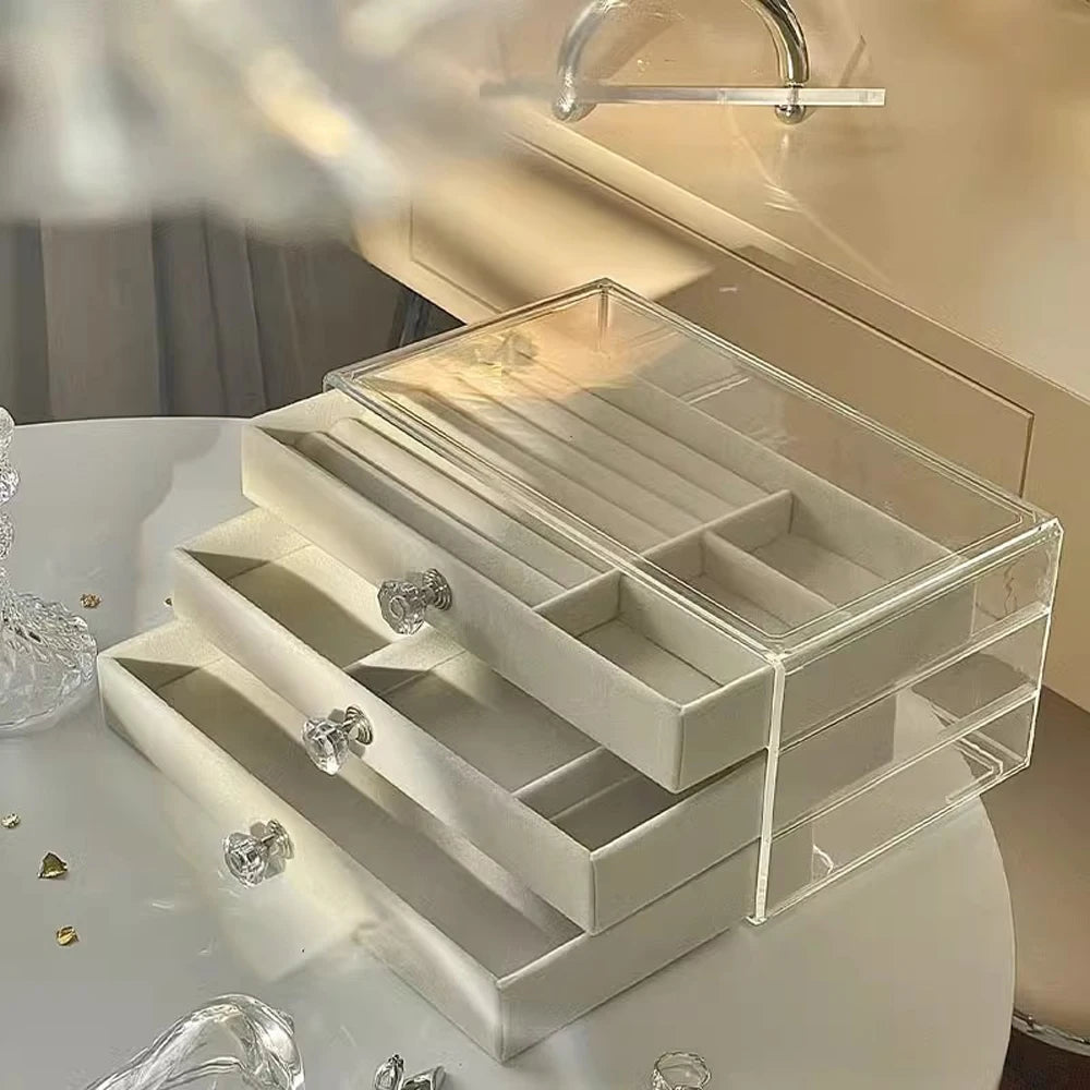Luxury Jewelry Box with Velvet – 3 Drawers for Rings, Necklaces, Bracelets and Earrings