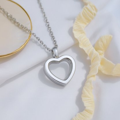 Ash Pendant Heart Shape Open - Memorial Jewelry in Silver, Gold and Rose